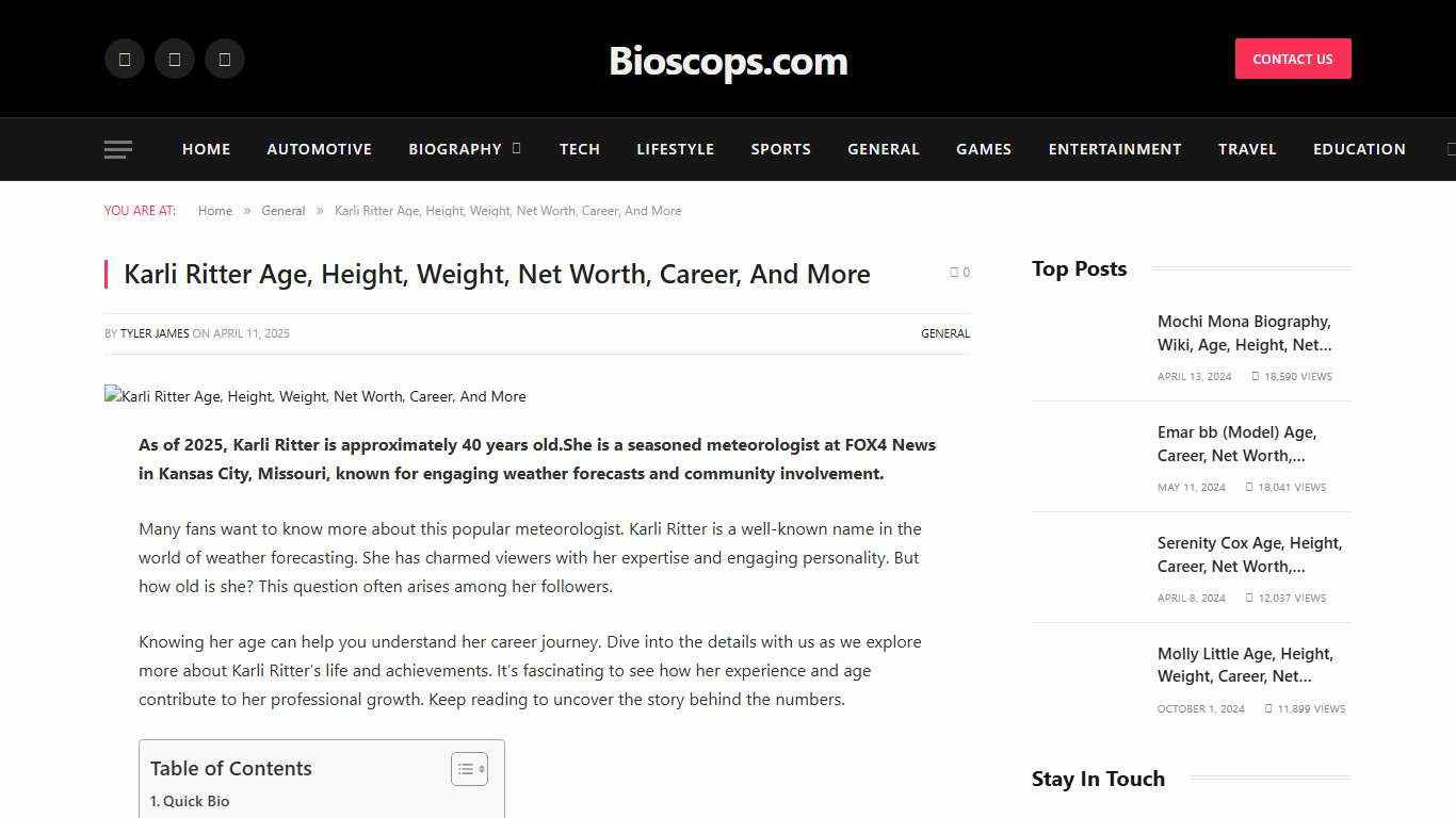 Karli Ritter Age, Height, Weight, Net Worth, Career, And More - Bio Scops